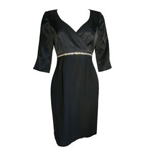 Andrea Polizzi for Rex Lester Dress Womens 6 Black Jeweled Cocktail Event LBD